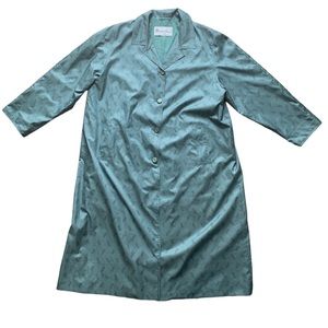 Vintage Claude Harvey Paris Teal Blue Rain Jacket Trench Coat L